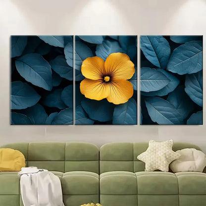 3pcs Exotic Yellow Flower Metal Print Ready to Hang Art