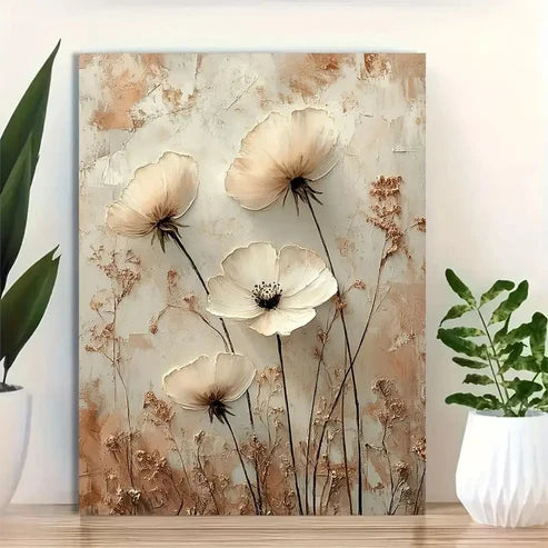 Beautiful Textured Beige Background Elegant Painting 60x90cm Metal Print Ready to Hang