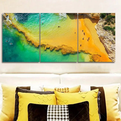 3pcs Aerial view of a yellow sand Wall Art Set Canvas Framed 60x90cm - High Quality Print 100% Australian Made Wall Canvas Ready to Hang - Bella Home Decor
