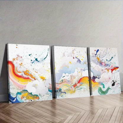 3pcs Colorful Paint Splash Canvas Abstract Wall Art Canvas Unframed - High Quality Print 100% Australian Made Wall Canvas - Bella Home Decor