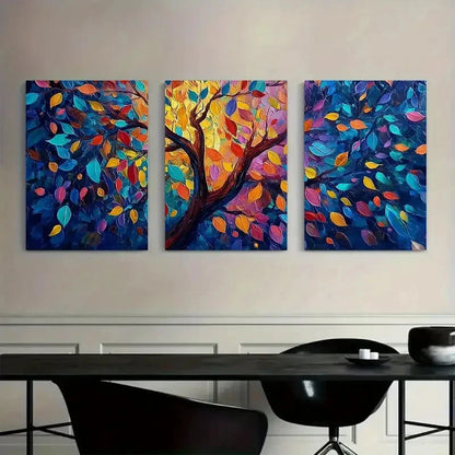 3pcs Abstract Tree Artwork Wall Painting Metal Print Ready to Hang Art - Bella Home Decor
