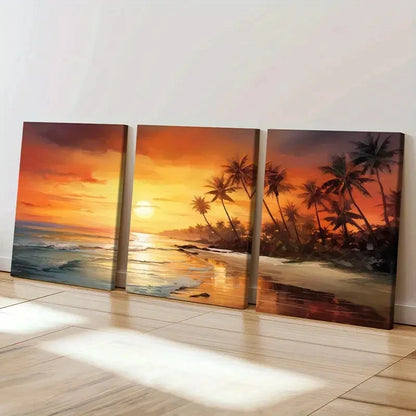 3pcs Manly Beach Australia Modern Art  Wall Art Set Canvas Framed 50x70cm - High Quality Print 100% Australian Made Wall Canvas Ready to Hang