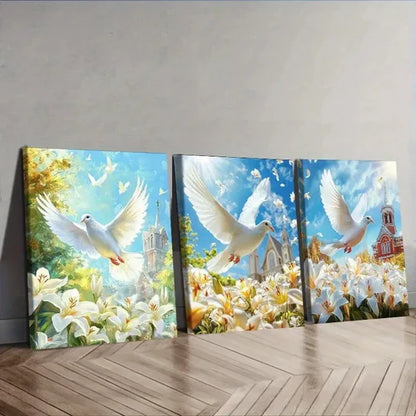 3pcs The Dove of Peace Wall Art Set Canvas Unframed - High Quality Print 100% Australian Made Wall Canvas