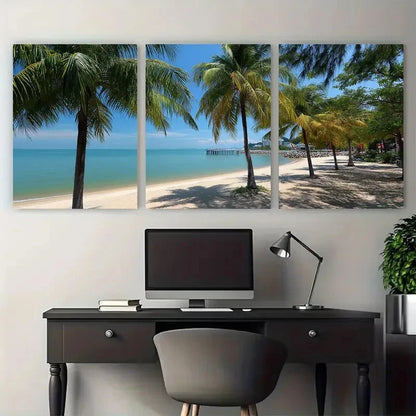 3pcs Featuring Travel of Penang, Malaysia Beach Wall Art Set Canvas Framed 50x70cm - High Quality Print 100% Australian Made Wall Canvas Ready to Hang