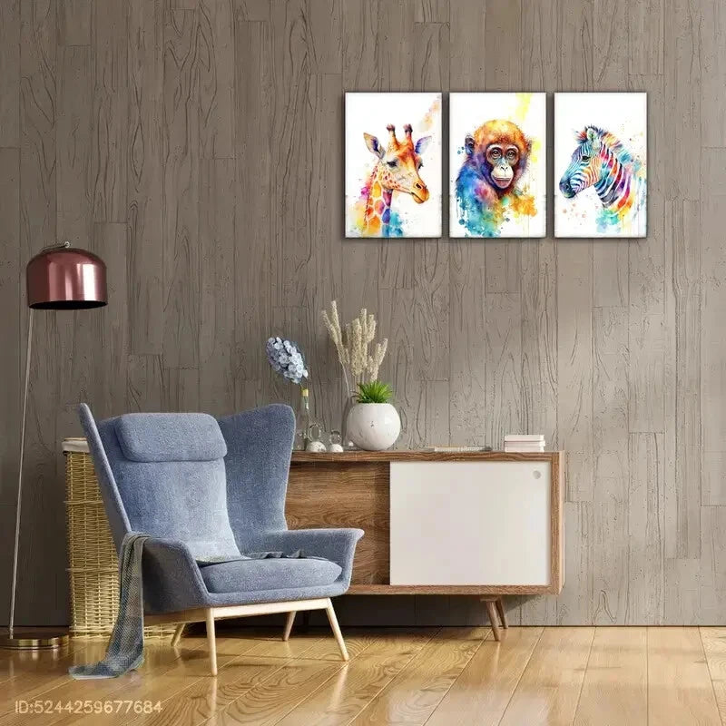 3pcs Neutral Jungle Art Modern Art Style Metal Print Ready to Hang Art