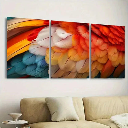 3pcs Feathered Beauty Wall Art Set Canvas Unframed - High Quality Print 100% Australian Made Wall Canvas - Bella Home Decor