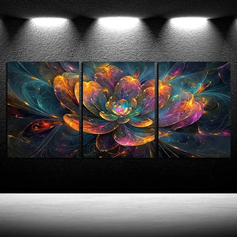 3pcs Vibrant Beautiful Pattern Floral Illustration Metal Print Ready to Hang Art - Bella Home Decor