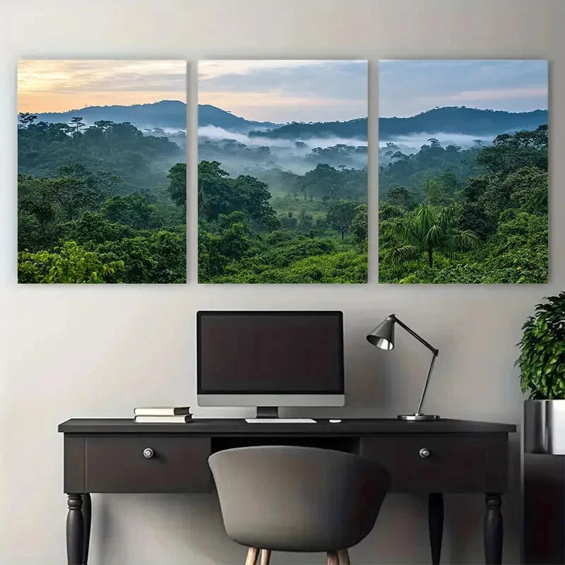 3pcs Gabon Lope National Park Loango Illustration Metal Print Ready to Hang Art - Bella Home Decor