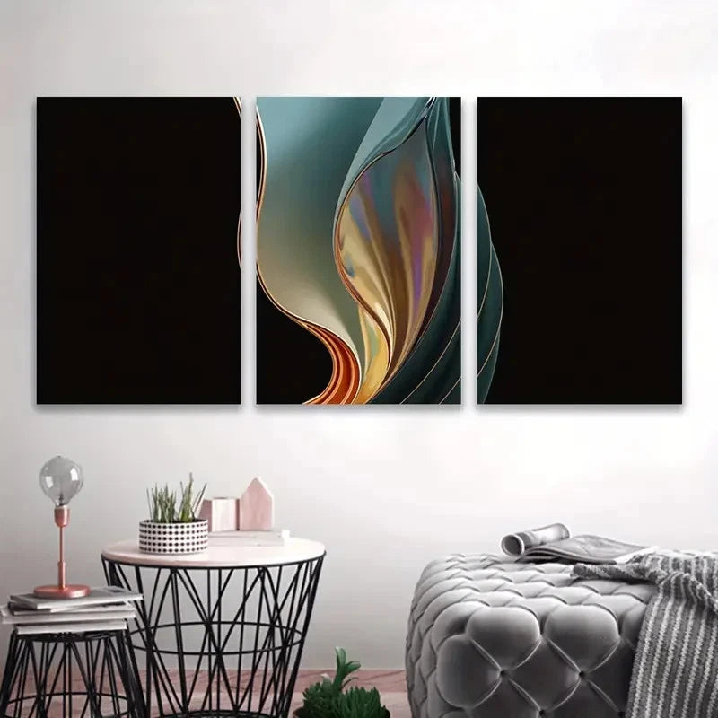3pcs Blue and Orange Swirl Abstract Design Wall Art Set Canvas Framed 60x90cm - High Quality Print 100% Australian Made Wall Canvas Ready to Hang - Bella Home Decor