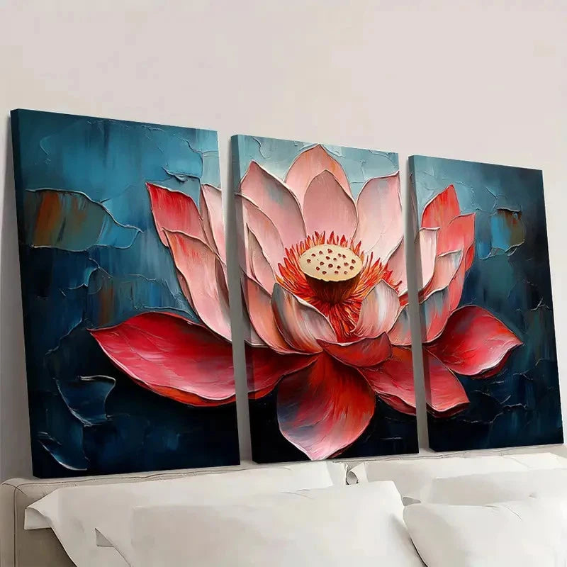 3pcs Original for Lotus Flower  OL   Wall Art Set Canvas Framed 40x60cm - High Quality Print 100% Australian Made Wall Canvas Ready to Hang