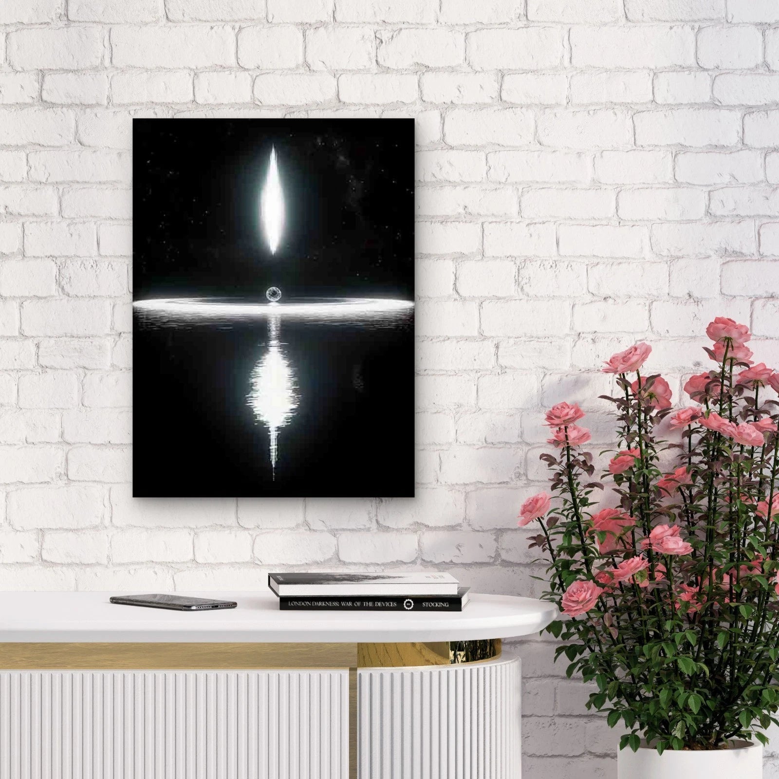 Black Hole Light & Shadow Art 40x60cm Metal Print Ready to Hang - Bella Home Decor