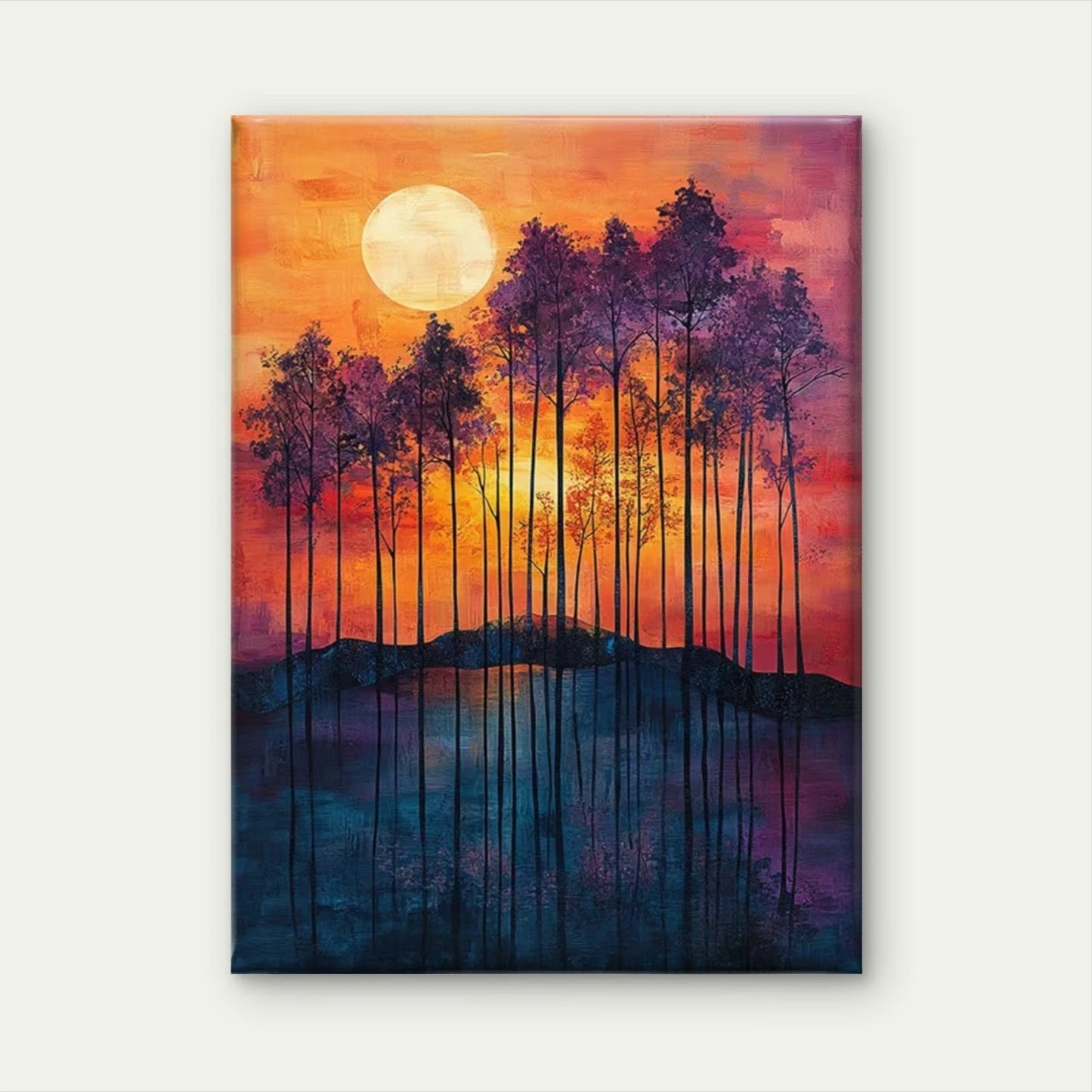 Vibrant Sunset & Trees 60x90cm Metal Print Ready to Hang