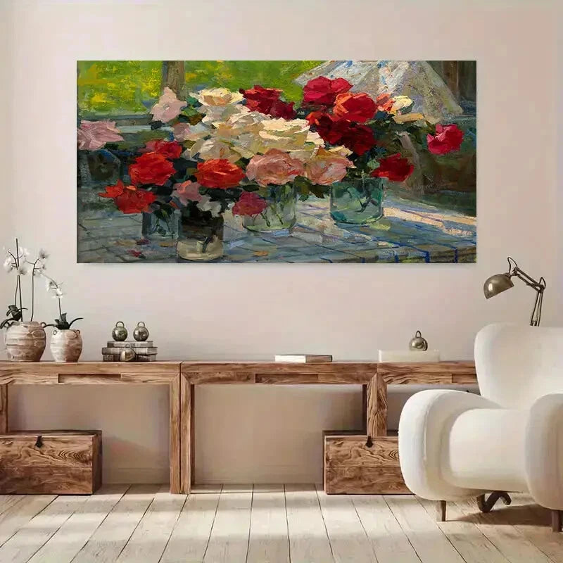Colorful Flower Bouquet Roses Wall Art Canvas Office Home Room Framed 120x60cm