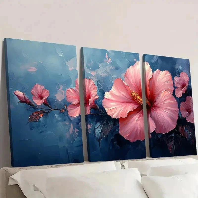 3pcs Pink Hawaiian Flower NI   Wall Art Set Canvas Framed 40x60cm - High Quality Print 100% Australian Made Wall Canvas Ready to Hang