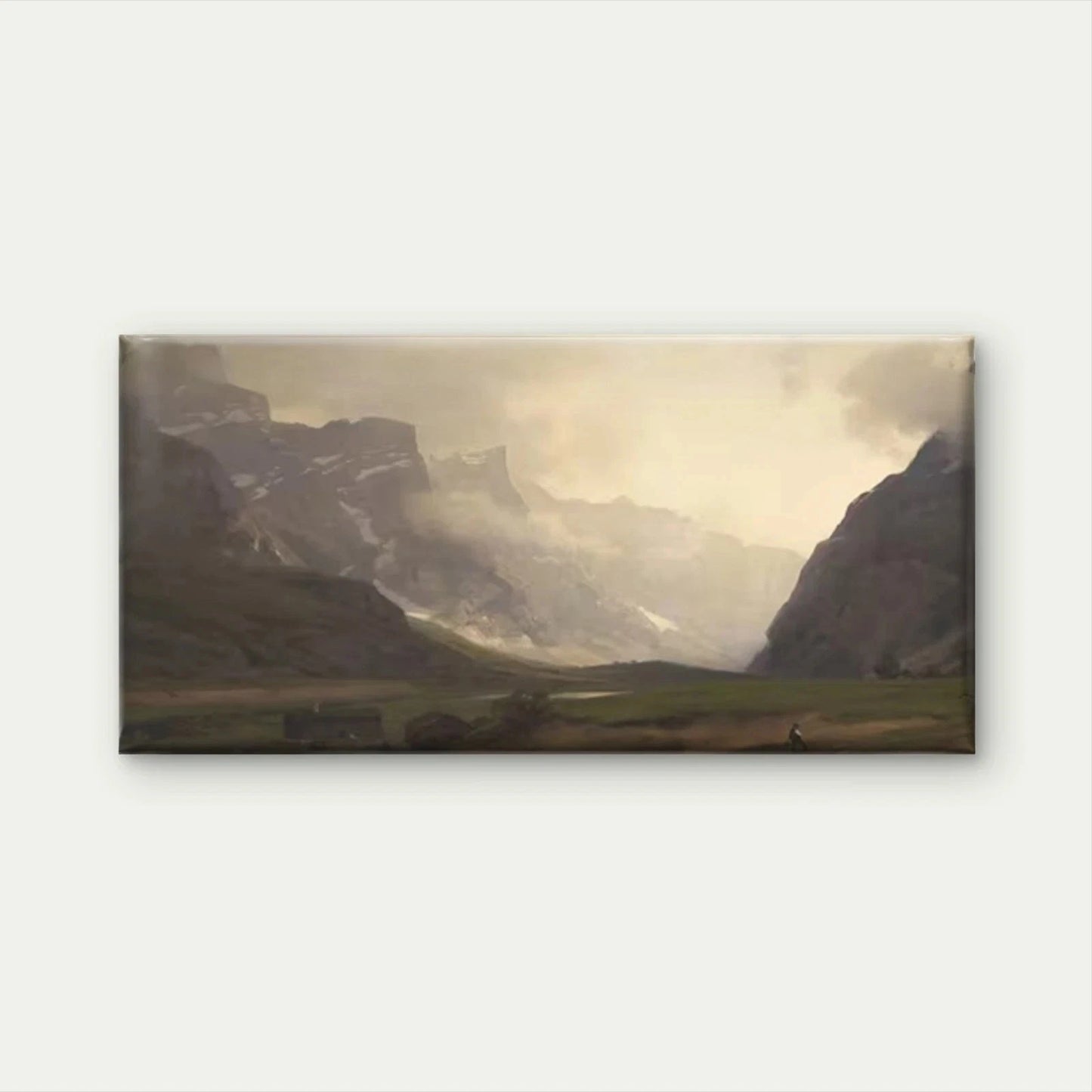 Misty Mountain Valley Landscape Wall Art Canvas Office Home Room Framed 120x60cm