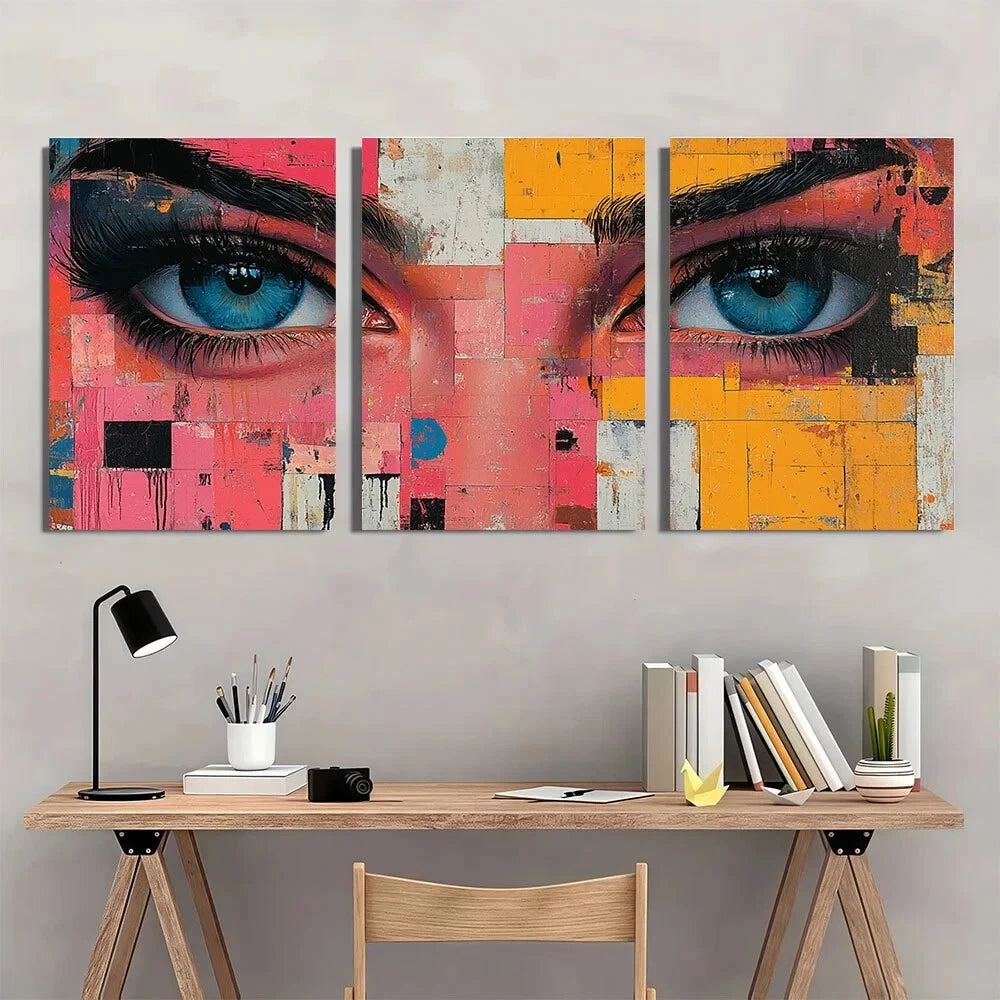 3pcs Aesthetic Collage Colorful Culture Metal Print Ready to Hang Art - Bella Home Decor