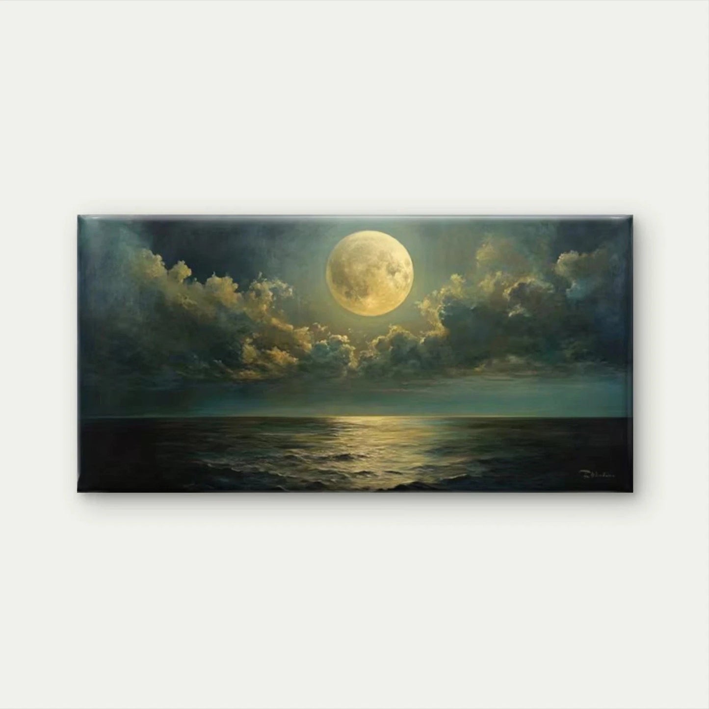 Ocean & Mysterious Clouds Wall Art Canvas Office Home Room Framed 120x60cm