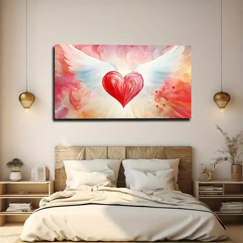 White Feathers Of The Red Love Wall Art Canvas Office Home Room Framed 120x60cm