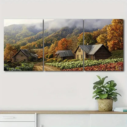 3pcs Rustic Wooden Cabin Scene Beauty Perfect Wall Art Canvas Unframed - High Quality Print 100% Australian Made Wall Canvas