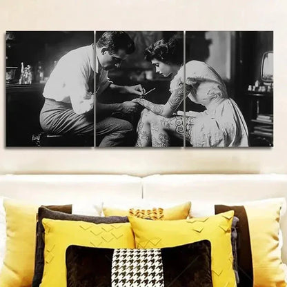 3pcs Classic Modern Tattoo Artist Wall Art Set Canvas Unframed - High Quality Print 100% Australian Made Wall Canvas - Bella Home Decor