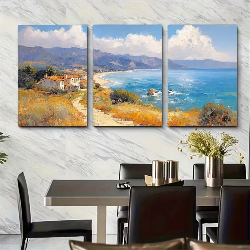 3pcs California Coastline Metal Print Ready to Hang Art - Bella Home Decor