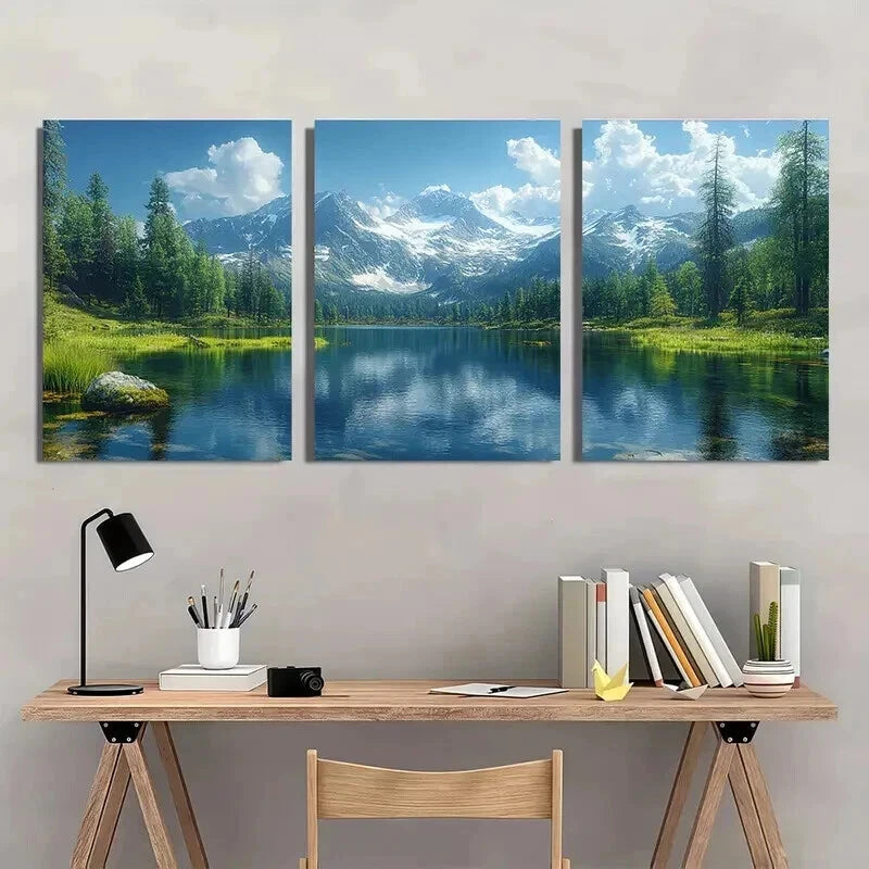 3pcs Lake Oregon Panoramic Scenery Wall Art Set Canvas Framed 50x70cm - High Quality Print 100% Australian Made Wall Canvas Ready to Hang - Bella Home Decor