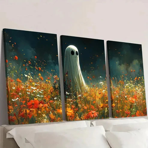 3pcs Ghost in Wildflower Meadow S Wall Art Set Canvas Unframed - High Quality Print 100% Australian Made Wall Canvas