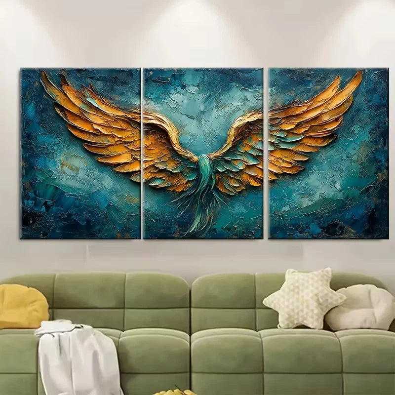 3pcs Vibrant Abstract Impasto Oil Painting Metal Print Ready to Hang Art