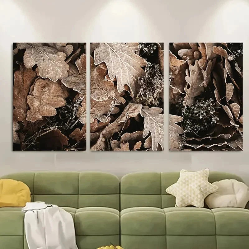 3pcs, Autumn Leaves Able Metal Print Ready to Hang Art