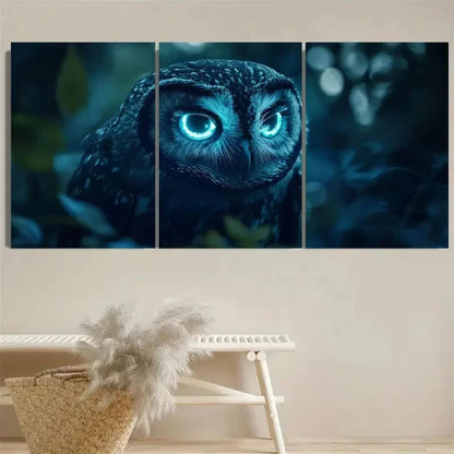 3pcs Enchanted Owl Wall Art Set Canvas Framed 60x90cm - High Quality Print 100% Australian Made Wall Canvas Ready to Hang