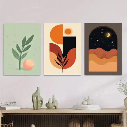 3pcs Modern Abstract Boho Style Nature Colorful Wall Art Canvas Unframed - High Quality Print 100% Australian Made Wall Canvas