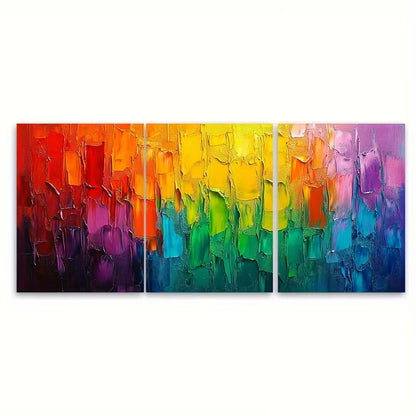 3pcs Abstract Texture Rainbow Brush Stroke Metal Print Ready to Hang Art - Bella Home Decor