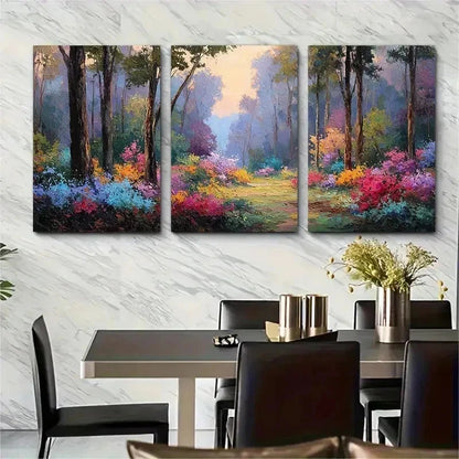 3pcs Spring Garden Landscape Flowering Perfect Wall Art Set Canvas Framed 50x70cm - High Quality Print 100% Australian Made Wall Canvas Ready to Hang