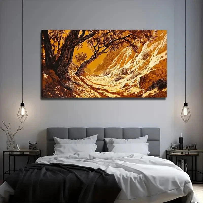 Abstract Life In The Desert Wall Art Canvas Office Home Room Framed 120x60cm
