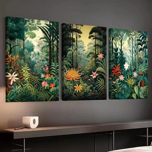 3pcs Tropical Jungle Aesthetic, Bohemian Style Wall Art Canvas Unframed - High Quality Print 100% Australian Made Wall Canvas