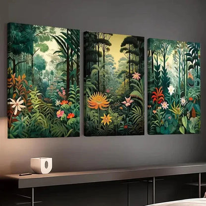 3pcs Tropical Jungle Aesthetic, Bohemian Style Wall Art Canvas Unframed - High Quality Print 100% Australian Made Wall Canvas