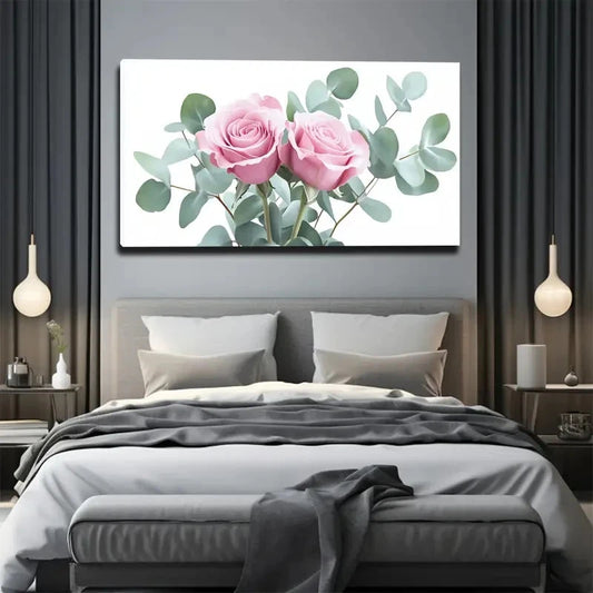 Abstract Minimalist Floral Wall Art canvas office home room framed 120x60cm