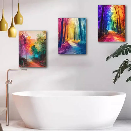 3pcs Abstract Forest Path Wall Art Canvas Unframed - High Quality Print 100% Australian Made Wall Canvas - Bella Home Decor