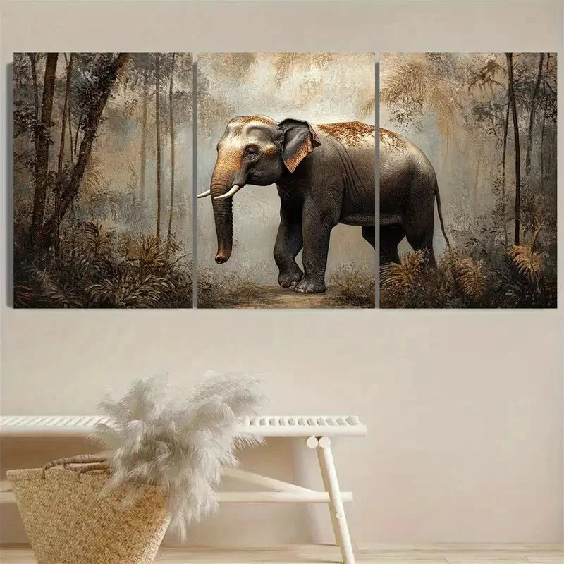 3pcs Jungle Scene with Lush Greenery & Sunlight Wall Art Set Canvas Framed 50x70cm - High Quality Print 100% Australian Made Wall Canvas Ready to Hang