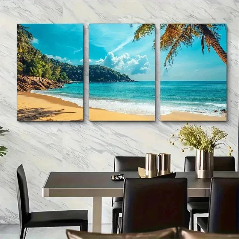 3pcs Beach Theme Decor Tropical Scene cPerfect Wall Art Set Canvas Framed 50x70cm - High Quality Print 100% Australian Made Wall Canvas Ready to Hang - Bella Home Decor