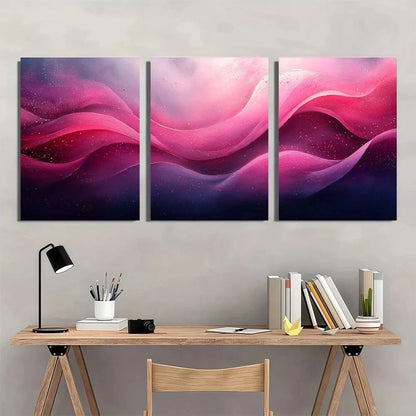 3pcs Abstract Painting Pink Modern Metal Print Ready to Hang Art - Bella Home Decor