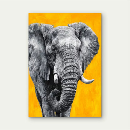 Elephant Nursery Gray & Yellow Animal 60x90cm Metal Print Ready to Hang