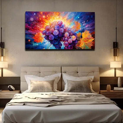 Vibrant Purple Grapes Wall Art Canvas Office Home Room Framed 120x60cm