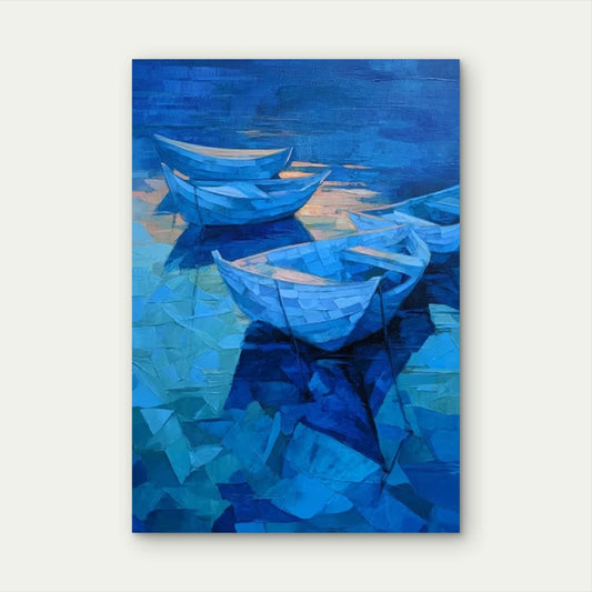 Navy Blue Abstract Maritime 60x90cm Metal Print Ready to Hang