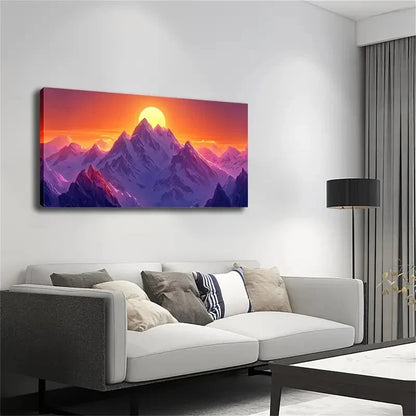 Sun Rises Slowly Sunlight Snow Wall Art Canvas Office Home Room Framed 120x60cm - Bella Home Decor