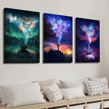 3pcs Fantasy Galaxy The Milky Way Heart Nebula Wall Art Set Canvas Unframed - High Quality Print 100% Australian Made Wall Canvas