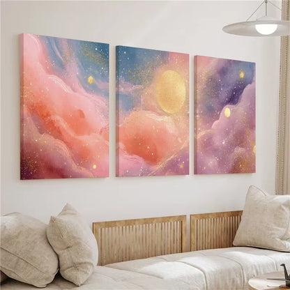 3pcs Abstract Watercolor Galaxy & Starry Night Wall Art Set Canvas Framed 60x90cm – High Quality Print 100% Australian Made Wall Canvas Ready to Hang - Bella Home Decor
