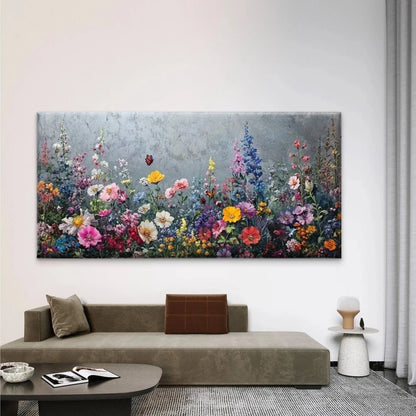 Wildflowers with Butterflies Wall Art Canvas Office Home Room Framed 120x60cm