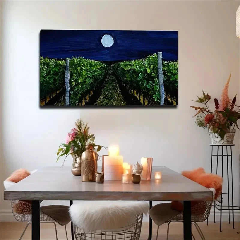 Vibrant Vineyard Landscape Wall Art Canvas Office Home Room Framed 120x60cm