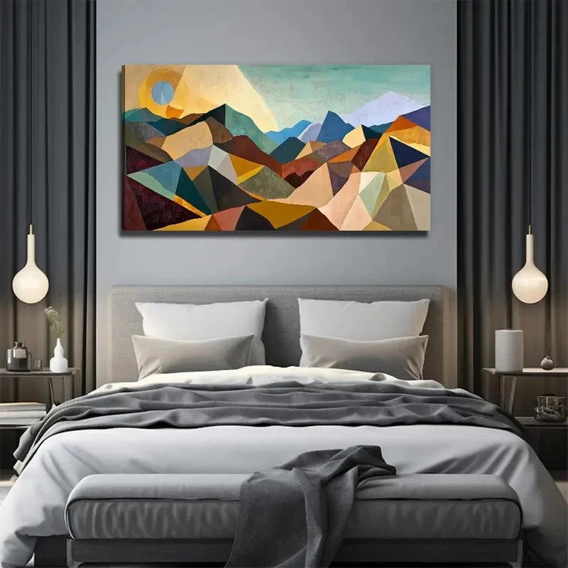 Mountains Sunset Conference Wall Art Canvas Office Home Room Framed 120x60cm